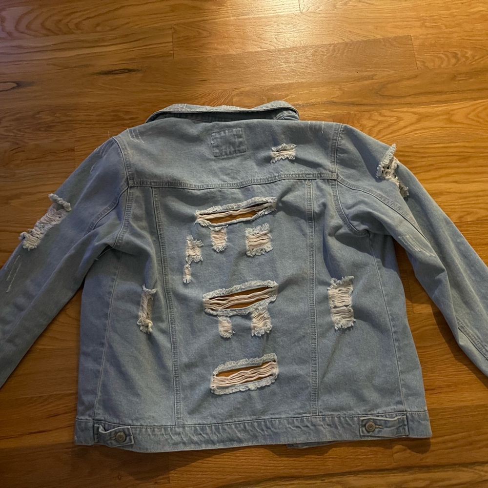 “Basic Denim” Distressed Jean Jacket - image 4